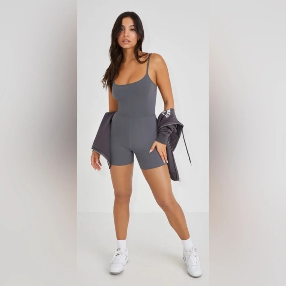 Garage Charcoal Sleeveless Romper - Picture 6 of 13